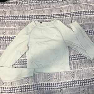 GYMSHARK SEAFOAM GREEN SEAMLESS LONG SLEEVE CROP TOP
